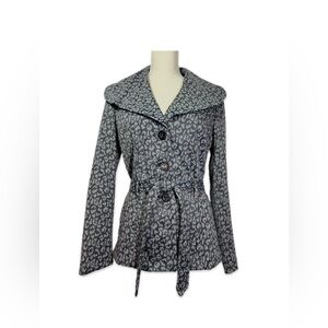Carole Little Gray Animal Print Jacket Women’s Size Medium Belted 3 Button